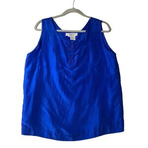 Vtg Sue Brett Blouse Tank‎ Shell Women Size Medium 100% Silk Royal Blue